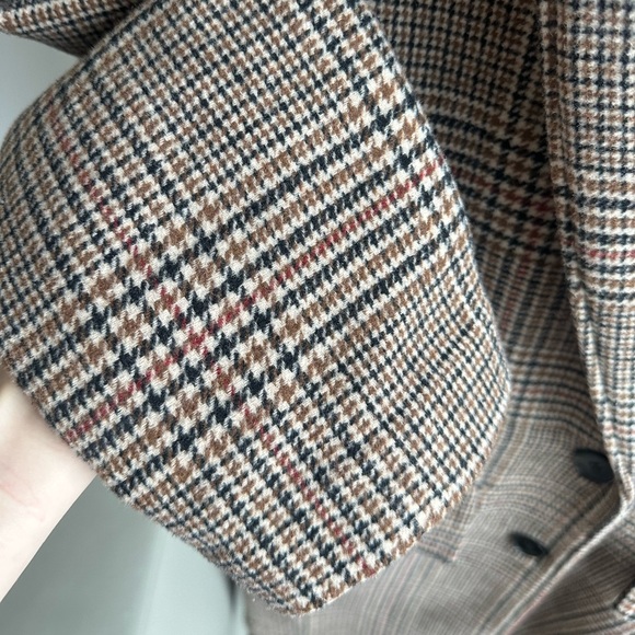 Zara oversized long camel wool checked coat size XS - Picture 5 of 11